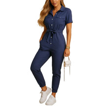Load image into Gallery viewer, Slim Fit Button Front Jumpsuit for Women with Structured Shape kingzboutique.shop
