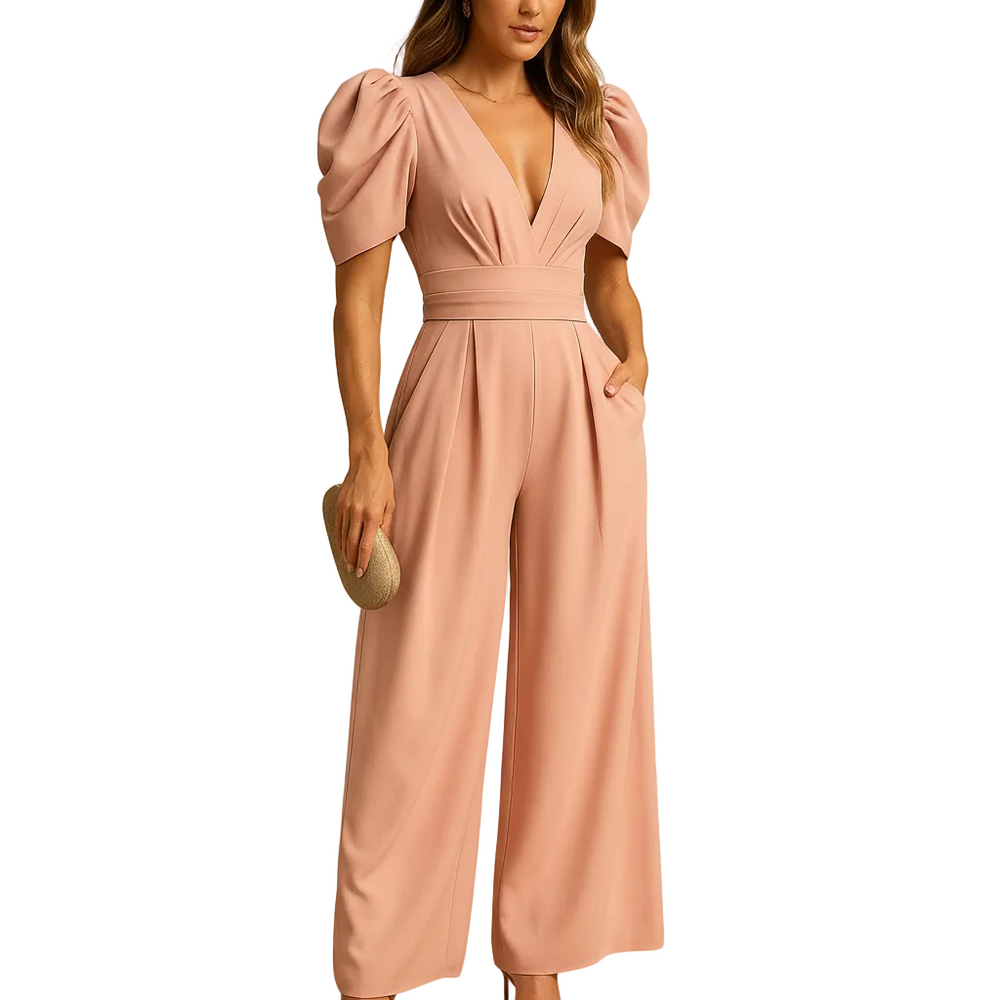 Women’s Full Length Tailored Jumpsuit with Wide Leg Fit kingzboutique.shop
