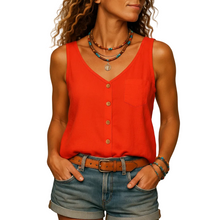 Load image into Gallery viewer, Women’s Sleeveless V Neck Summer Blouse Lightweight Casual Top kingzboutique.shop
