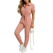 Load image into Gallery viewer, Slim Fit Button Front Jumpsuit for Women with Structured Shape kingzboutique.shop
