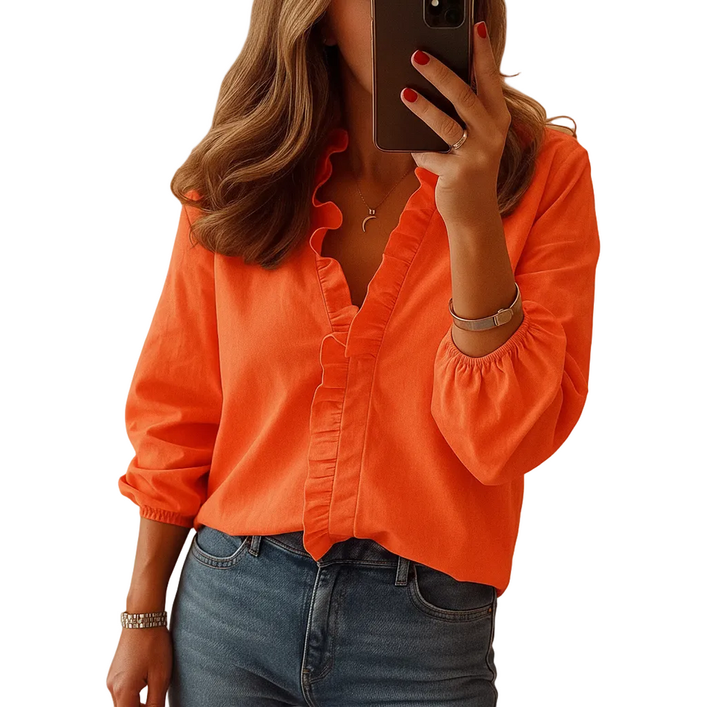 Women’s Ruffle Detail Blouse with Lightweight Elegant Fit kingzboutique.shop