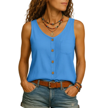 Load image into Gallery viewer, Women’s Sleeveless V Neck Summer Blouse Lightweight Casual Top kingzboutique.shop
