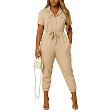 Load image into Gallery viewer, Slim Fit Button Front Jumpsuit for Women with Structured Shape kingzboutique.shop
