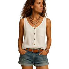 Load image into Gallery viewer, Women’s Sleeveless V Neck Summer Blouse Lightweight Casual Top kingzboutique.shop
