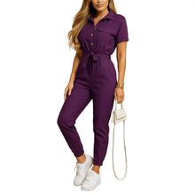 Load image into Gallery viewer, Slim Fit Button Front Jumpsuit for Women with Structured Shape kingzboutique.shop
