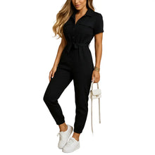 Load image into Gallery viewer, Slim Fit Button Front Jumpsuit for Women with Structured Shape kingzboutique.shop
