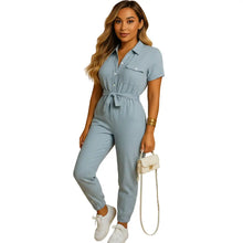 Load image into Gallery viewer, Slim Fit Button Front Jumpsuit for Women with Structured Shape kingzboutique.shop
