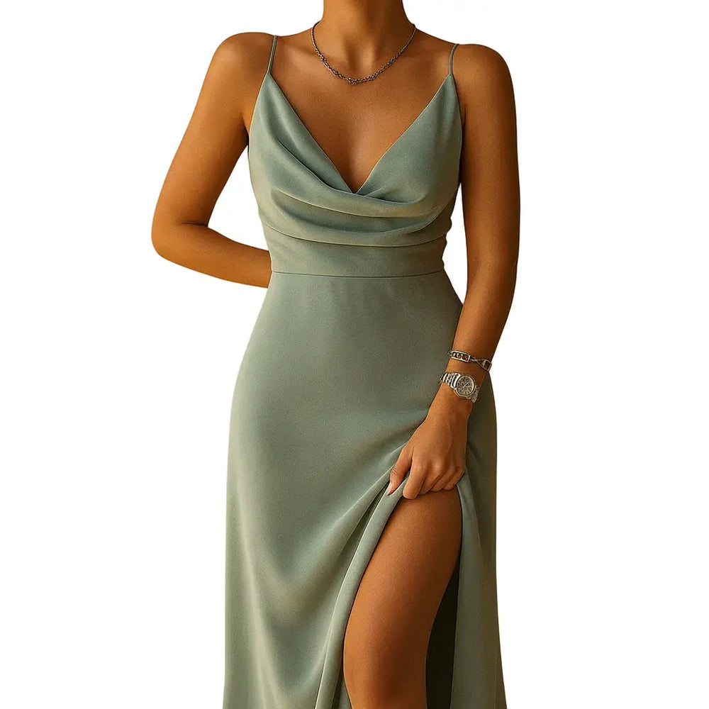 V Neck Maxi Dress for Women with Flowing Ankle Length Cut kingzboutique.shop