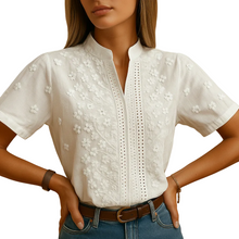Load image into Gallery viewer, Women’s Classic White Button Blouse with Tailored Fit kingzboutique.shop
