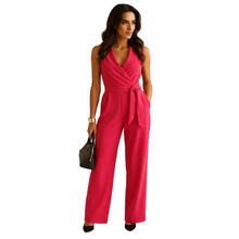 Load image into Gallery viewer, Wide Leg Wrap Jumpsuit for Women with Elegant Draped Waist kingzboutique.shop

